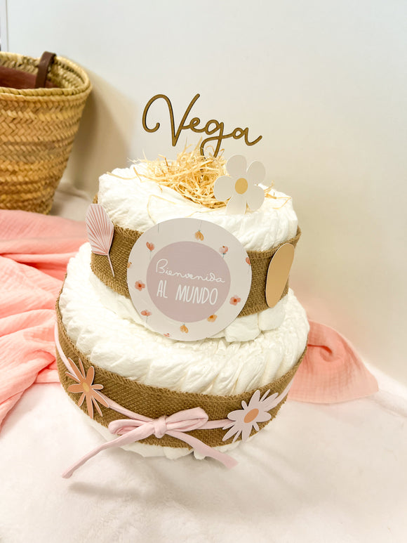 TARTA PAÑALES MEDIANA FLORES