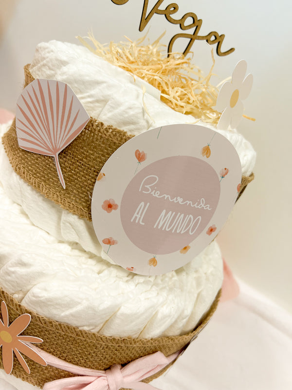 TARTA PAÑALES MEDIANA FLORES