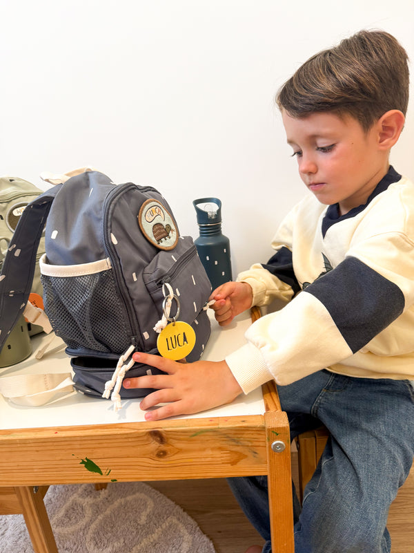 MOCHILA INFANTIL AZUL TOPITOS