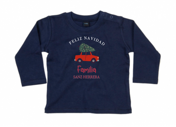 CAMISETA GORDITA BEBÉ M/L MI PRIMERA NAVIDAD COCHE