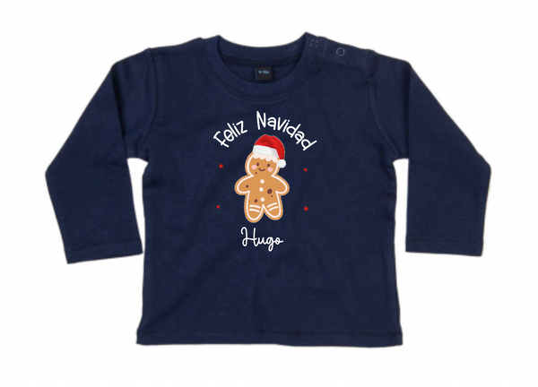CAMISETA GORDITA BEBÉ M/L MI PRIMERA NAVIDAD GALLETA