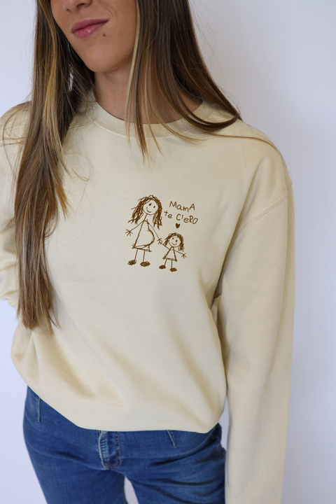 Sudadera Dibujo beige con ilustración infantil personalizada