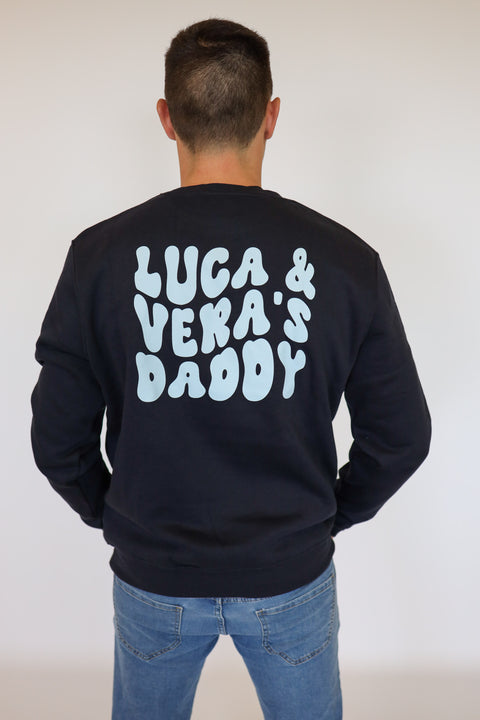 Vista trasera de la sudadera Surfer azul marino personalizada