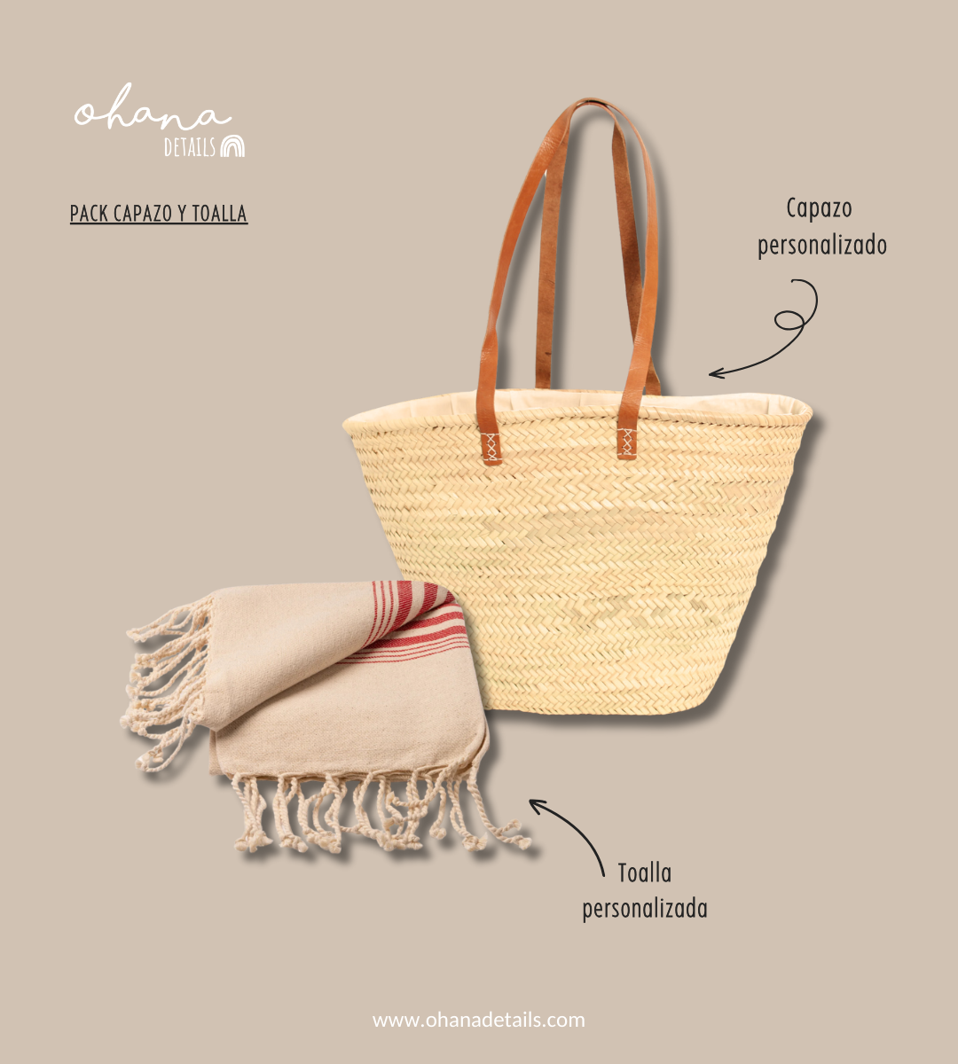 PACK CAPAZO PERSONALIZADO NOMBRE + TOALLA