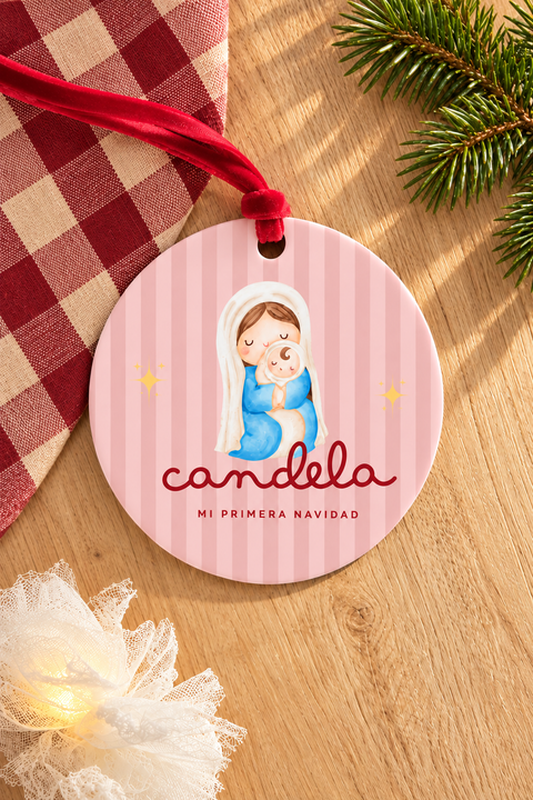Bola Navidad dibujo Virgen María - Ohana Details