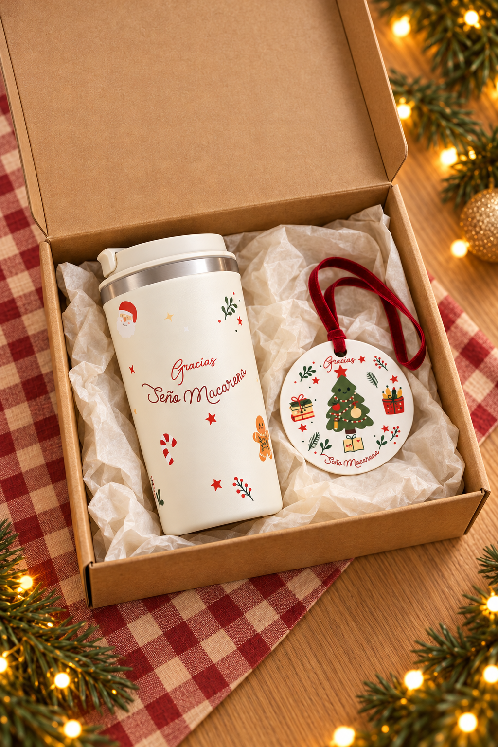 Pack Termo y bola Navidad personalizados - Ohana Details