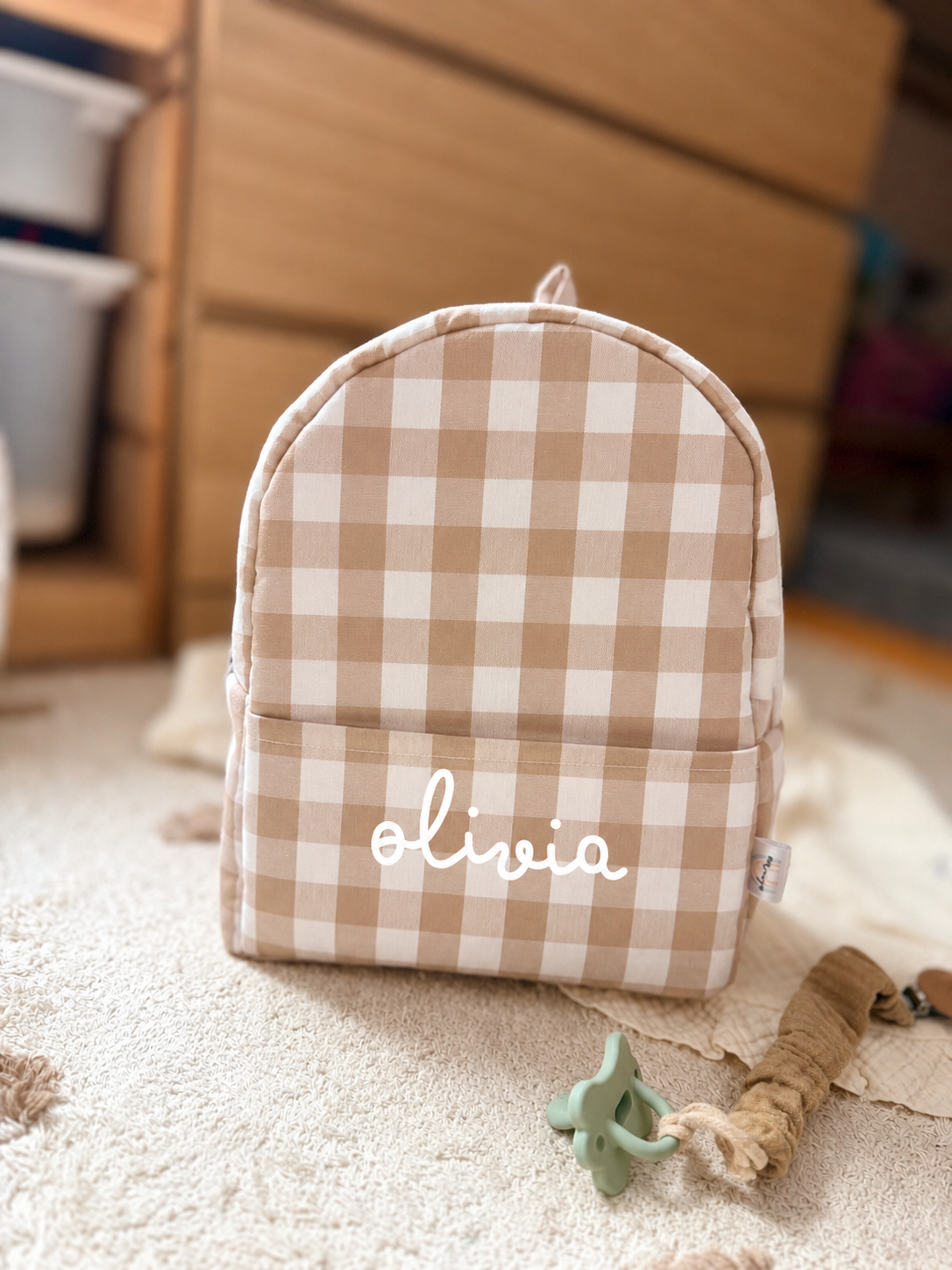 MOCHILA VICHY BEIGE