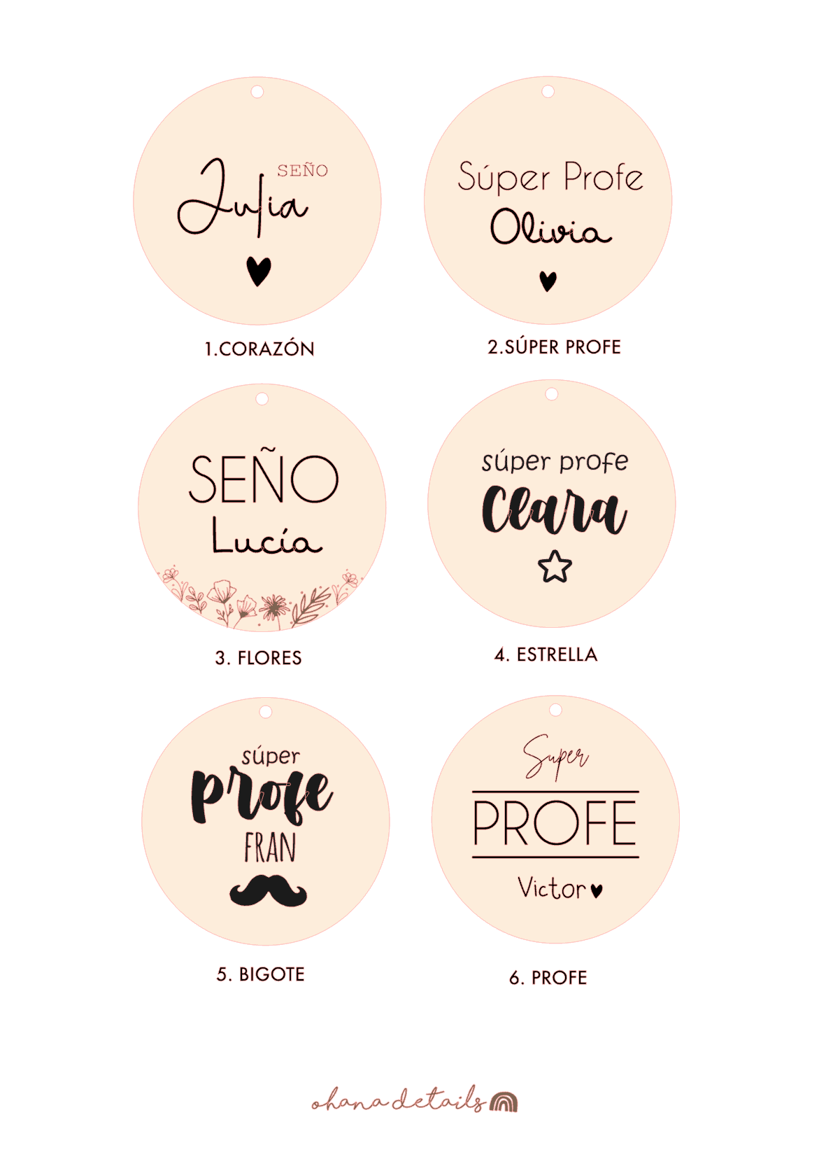 Guía de diseños para llaveros de profes