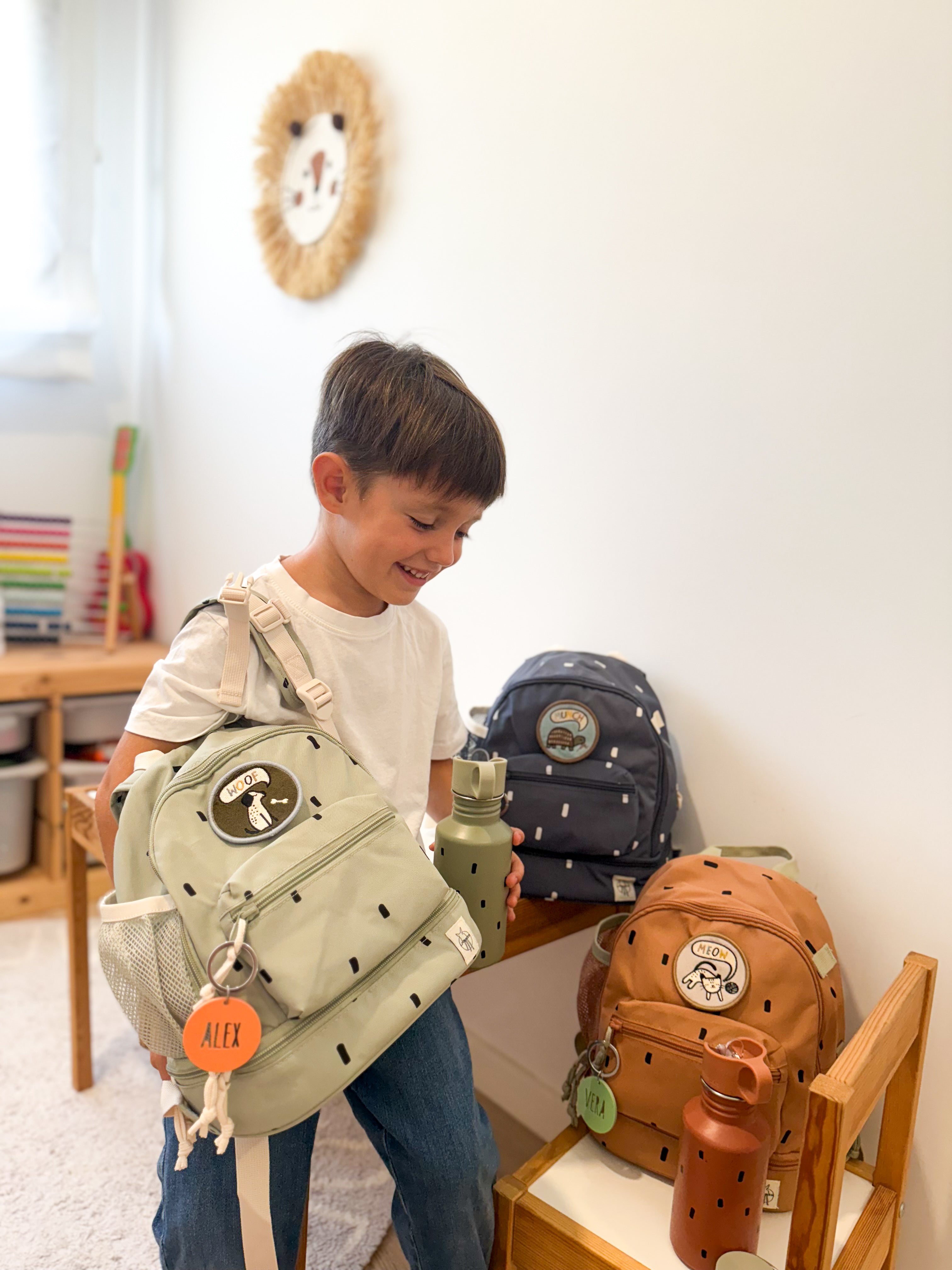 MOCHILA INFANTIL VERDE TOPITOS