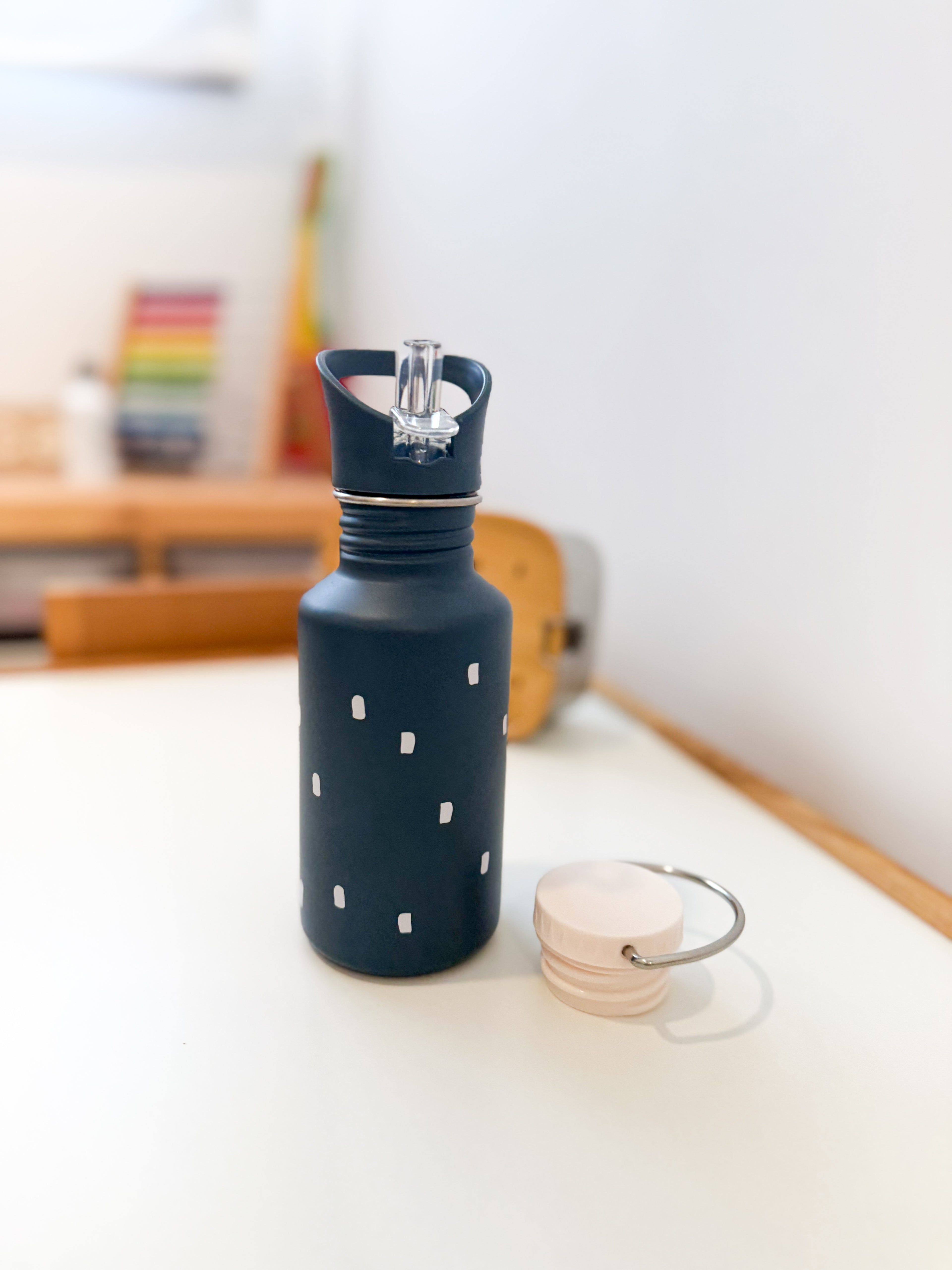 BOTELLA ACERO AZUL TOPITOS