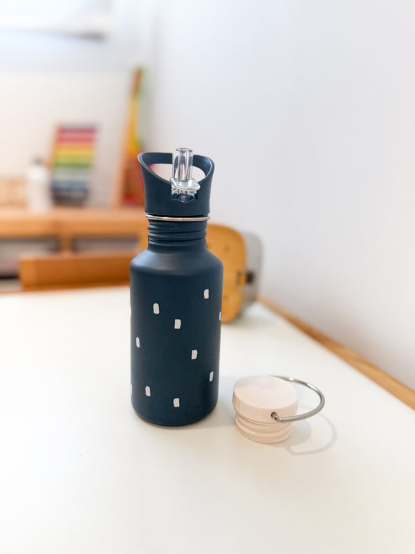 BOTELLA ACERO AZUL TOPITOS - Ohana Details