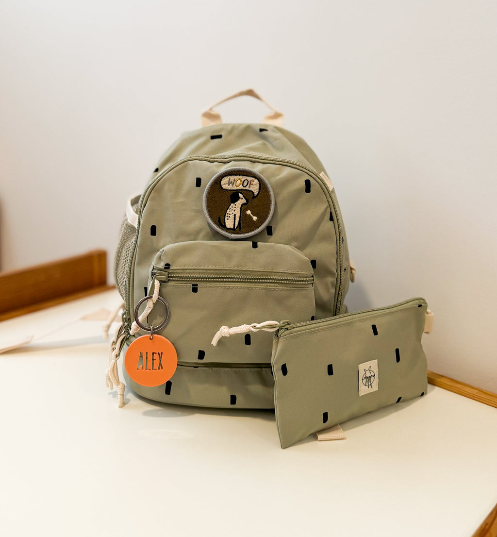 MOCHILA INFANTIL VERDE TOPITOS