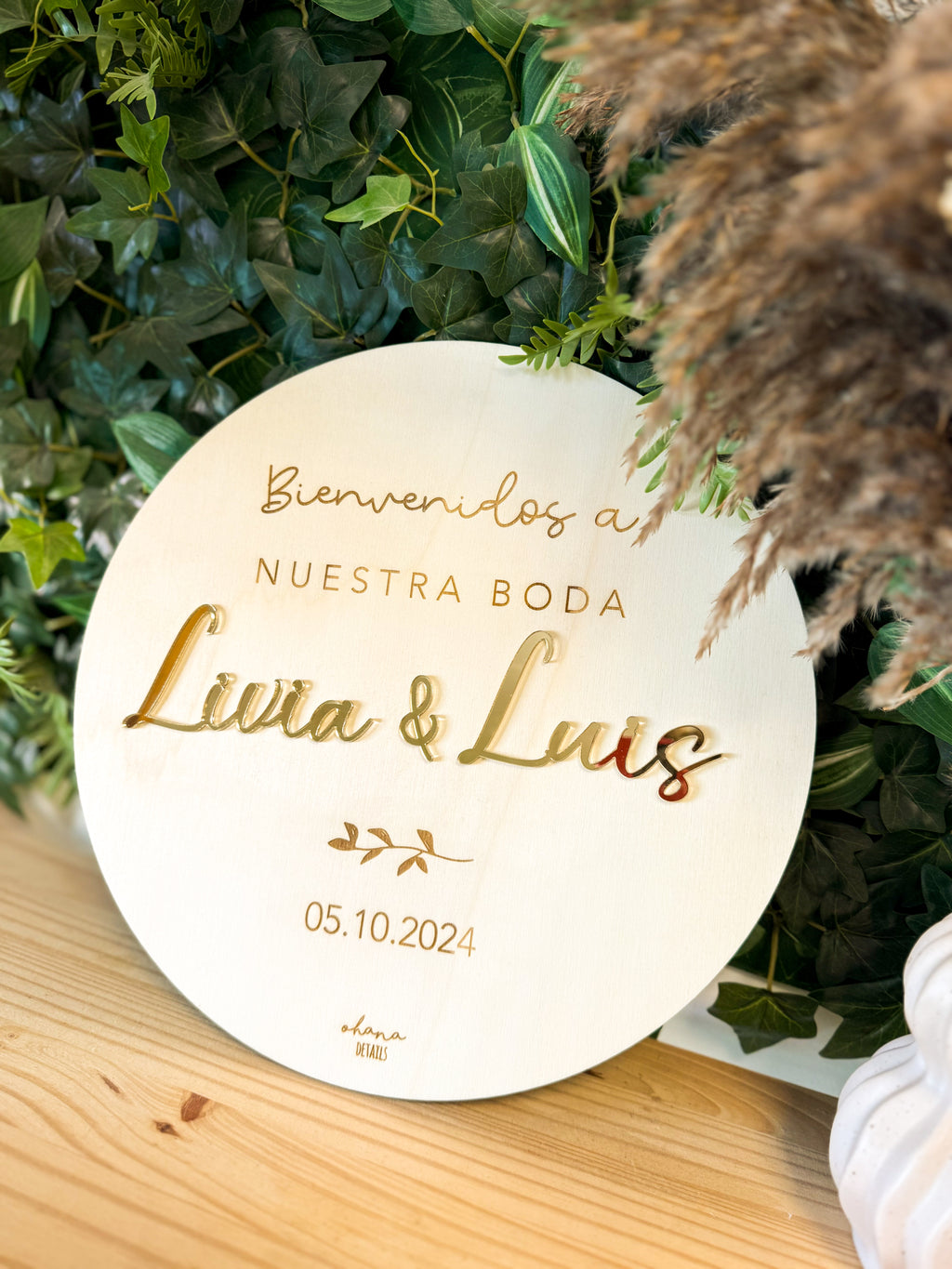 CARTEL MADERA BIENVENIDA EVENTO