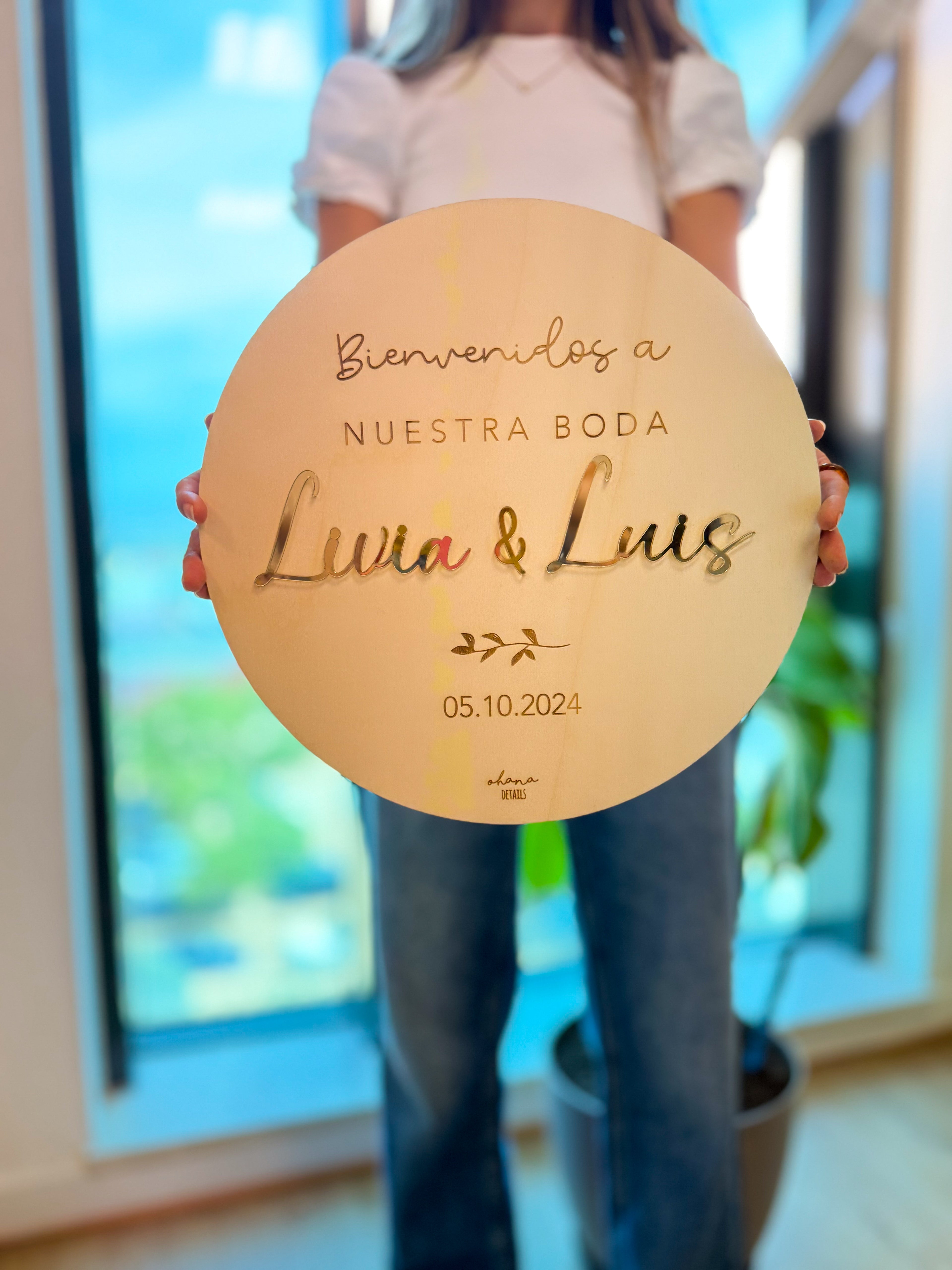 CARTEL MADERA BIENVENIDA EVENTO