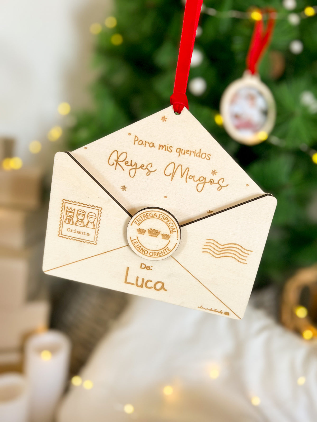 SOBRE CARTA MADERA - REYES MAGOS/PAPÁ NOEL