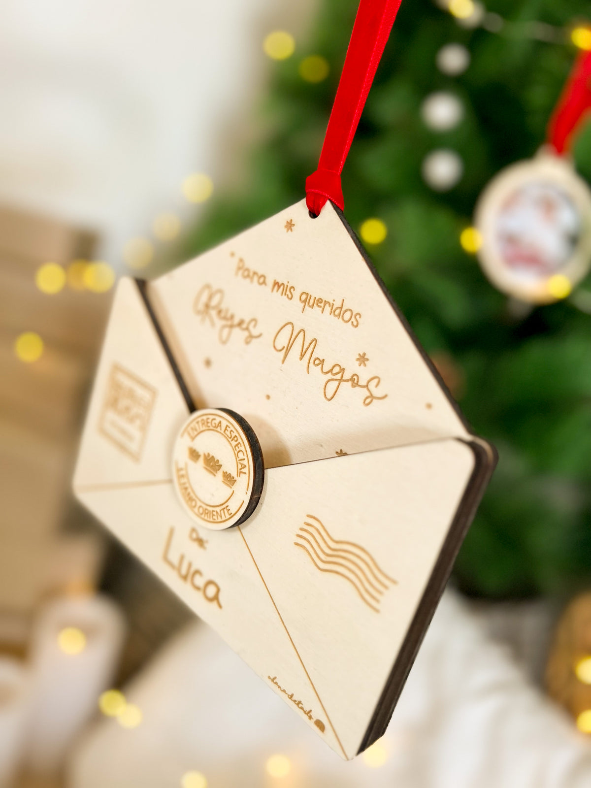 SOBRE CARTA MADERA - REYES MAGOS/PAPÁ NOEL