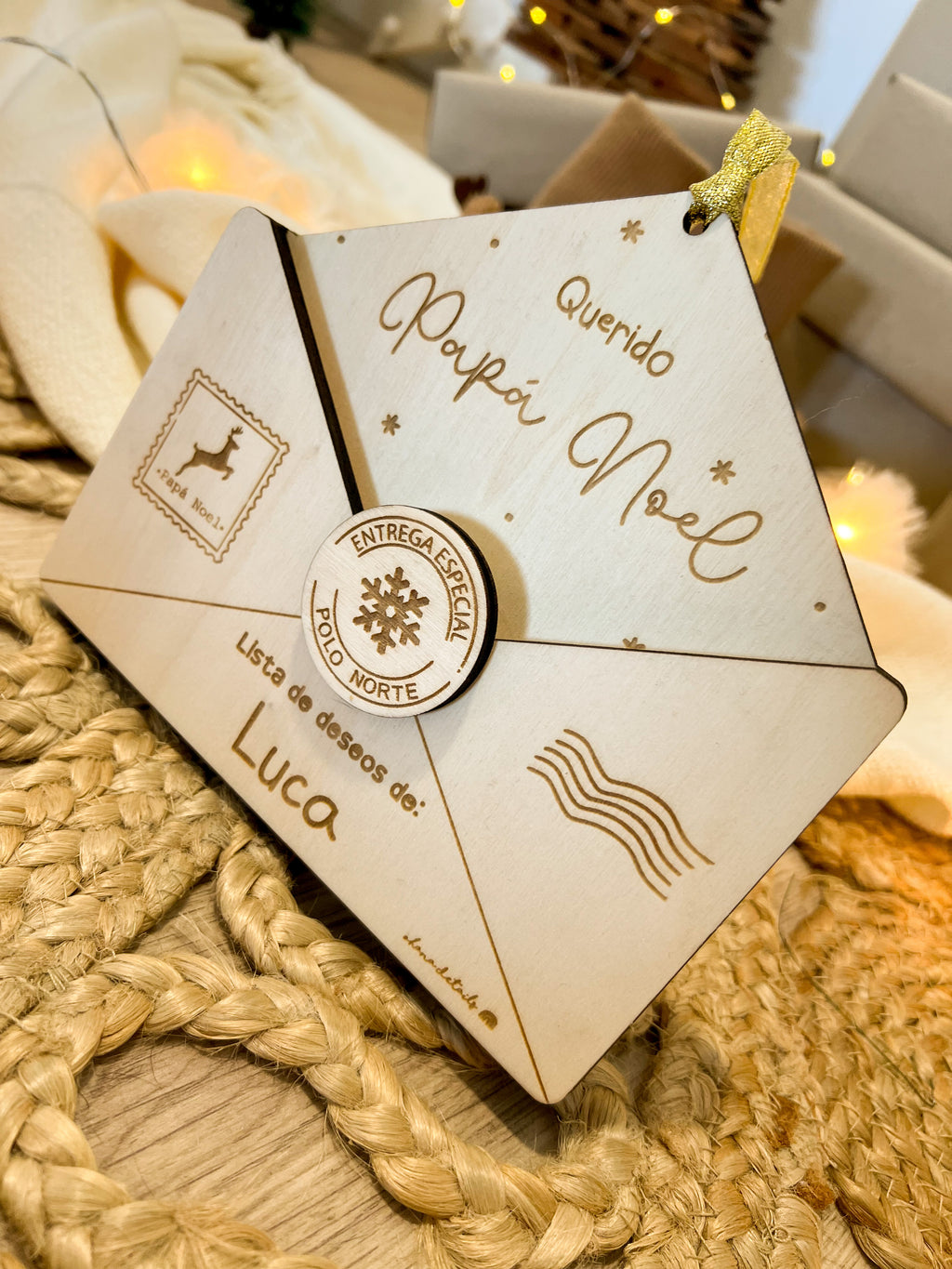 SOBRE CARTA MADERA - REYES MAGOS/PAPÁ NOEL