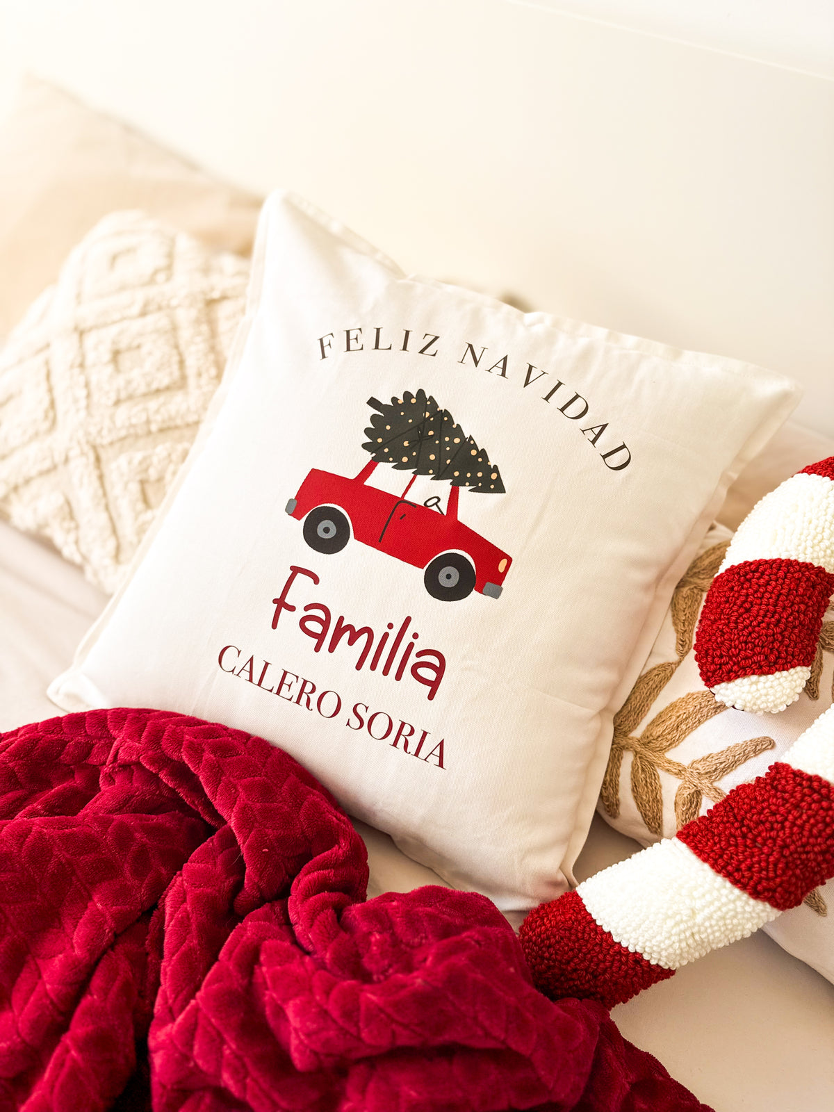 FUNDA COJÍN NAVIDAD COCHE