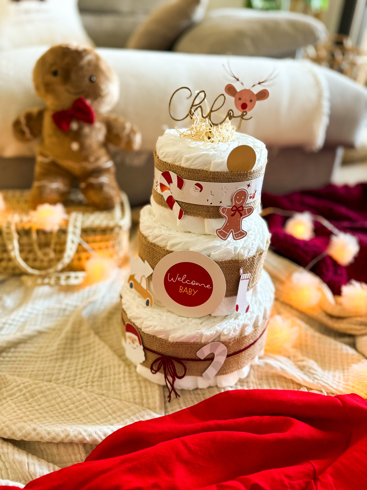 TARTA PAÑALES GRANDE NAVIDAD