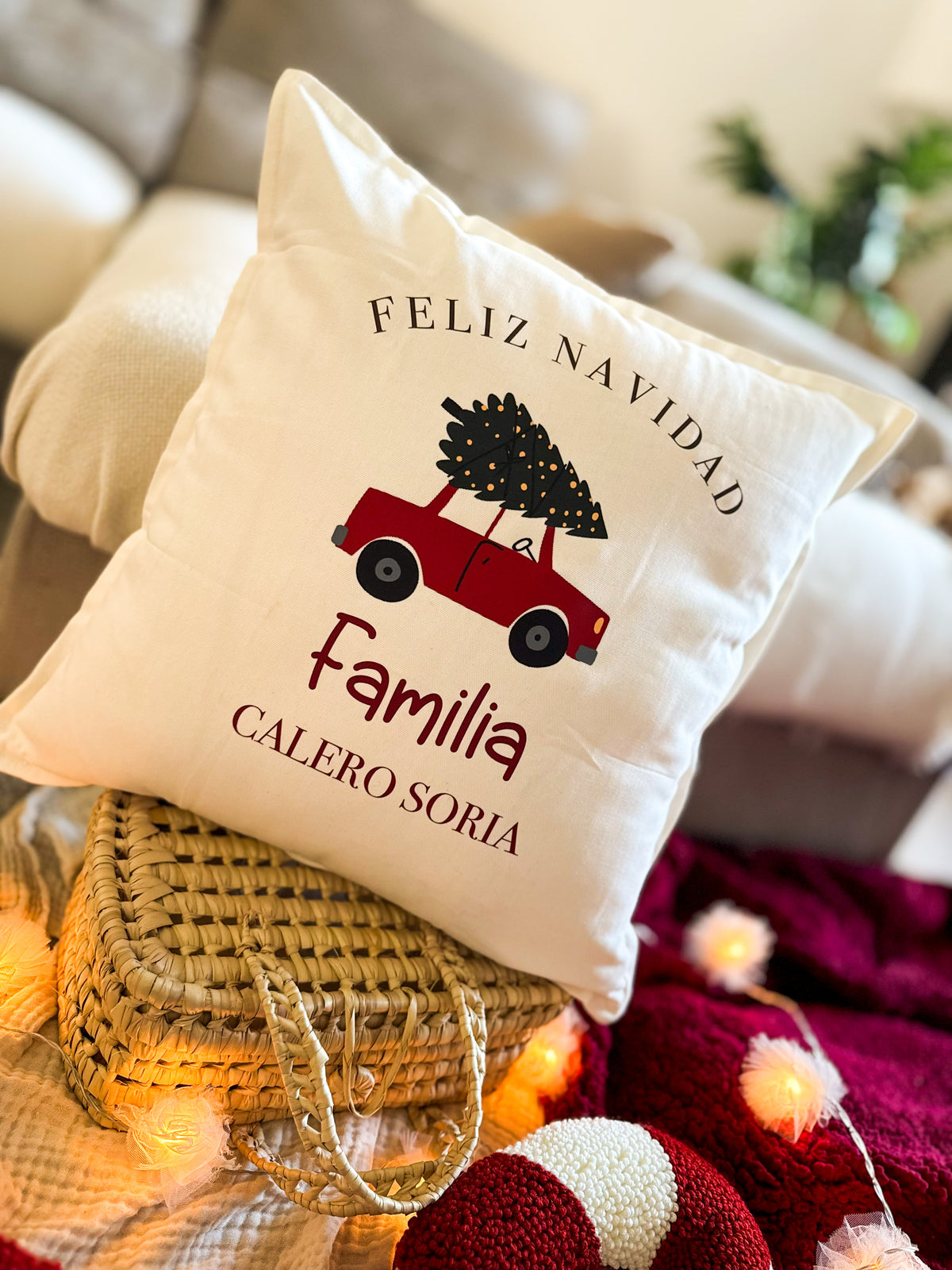 FUNDA COJÍN NAVIDAD COCHE