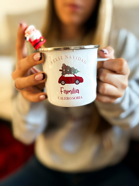 TAZA NAVIDAD COCHE RETRO