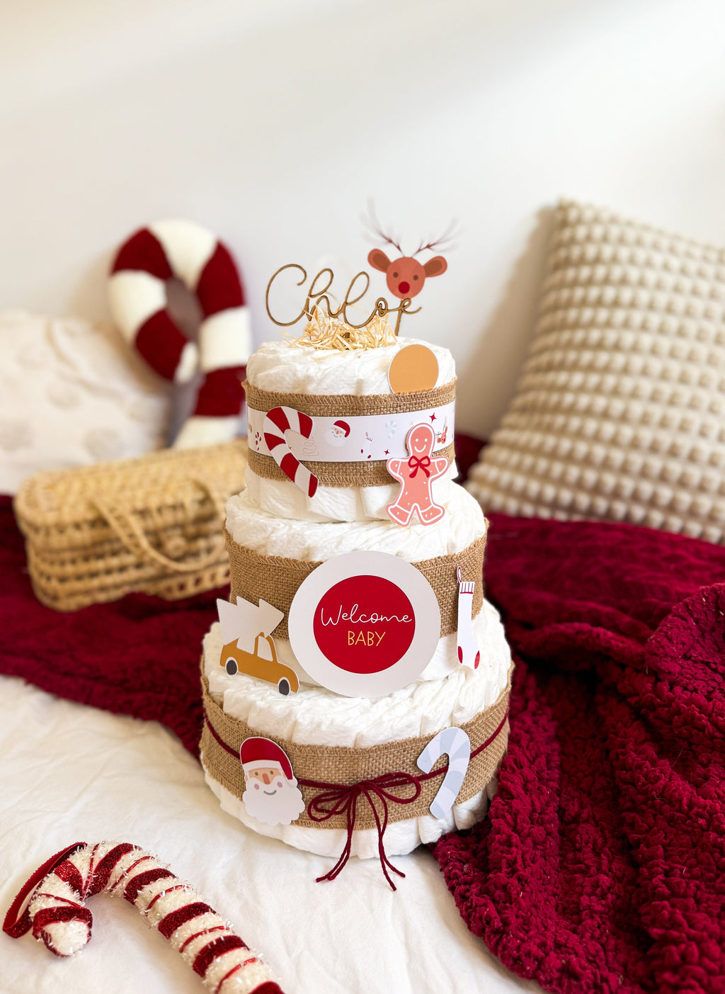 TARTA PAÑALES GRANDE NAVIDAD