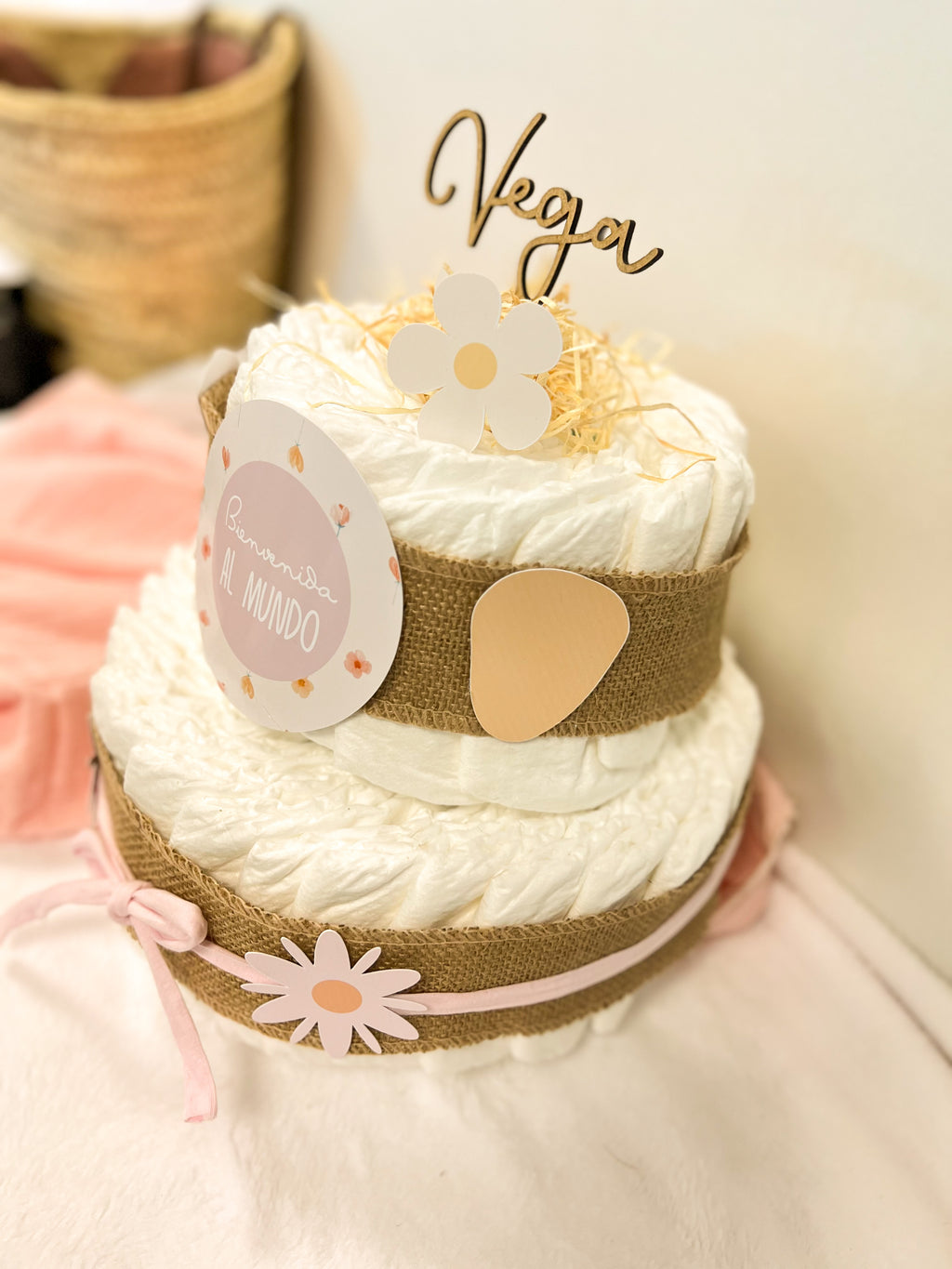 TARTA PAÑALES MEDIANA FLORES