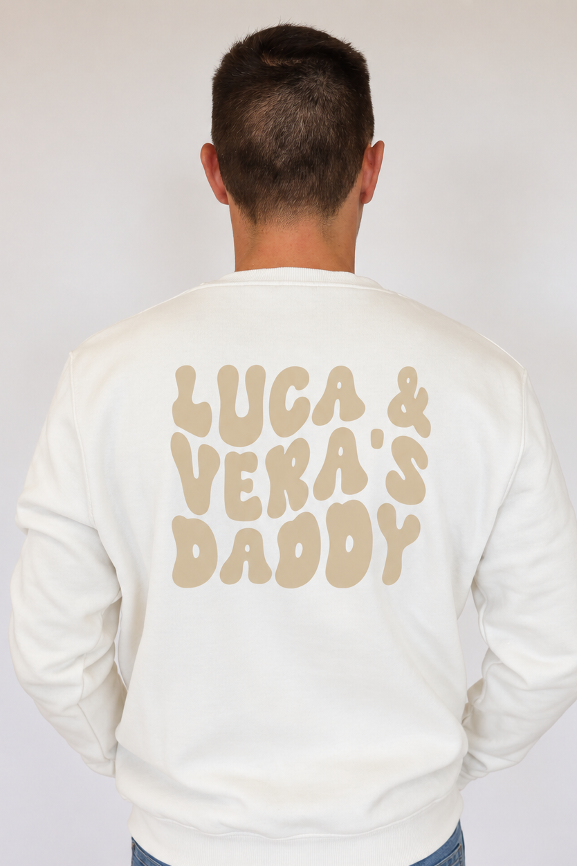 Sudadera Surfer blanca con texto beige en la espalda