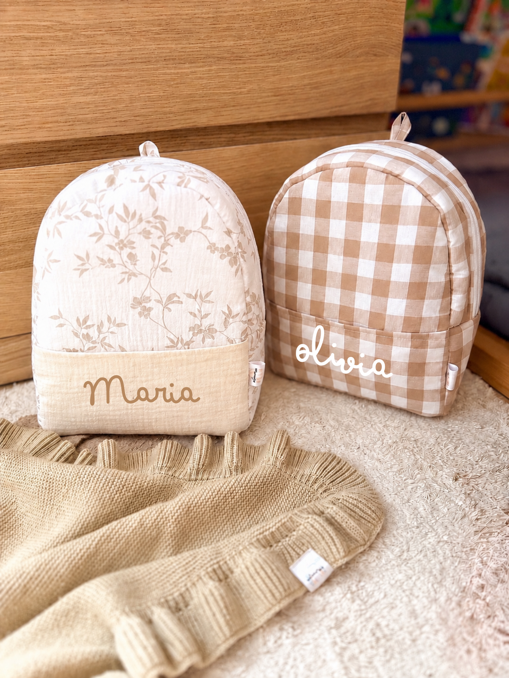 MOCHILA VICHY BEIGE