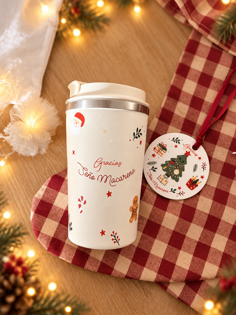 Pack Termo y bola Navidad personalizados - Ohana Details