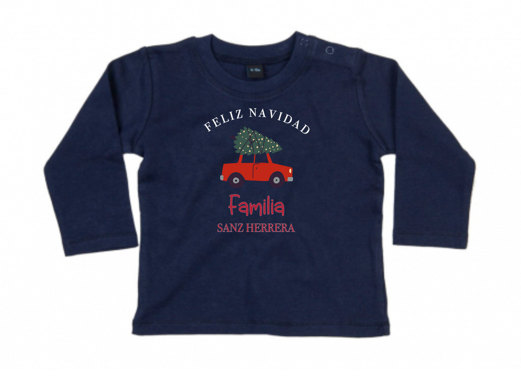 CAMISETA GORDITA BEBÉ M/L MI PRIMERA NAVIDAD COCHE