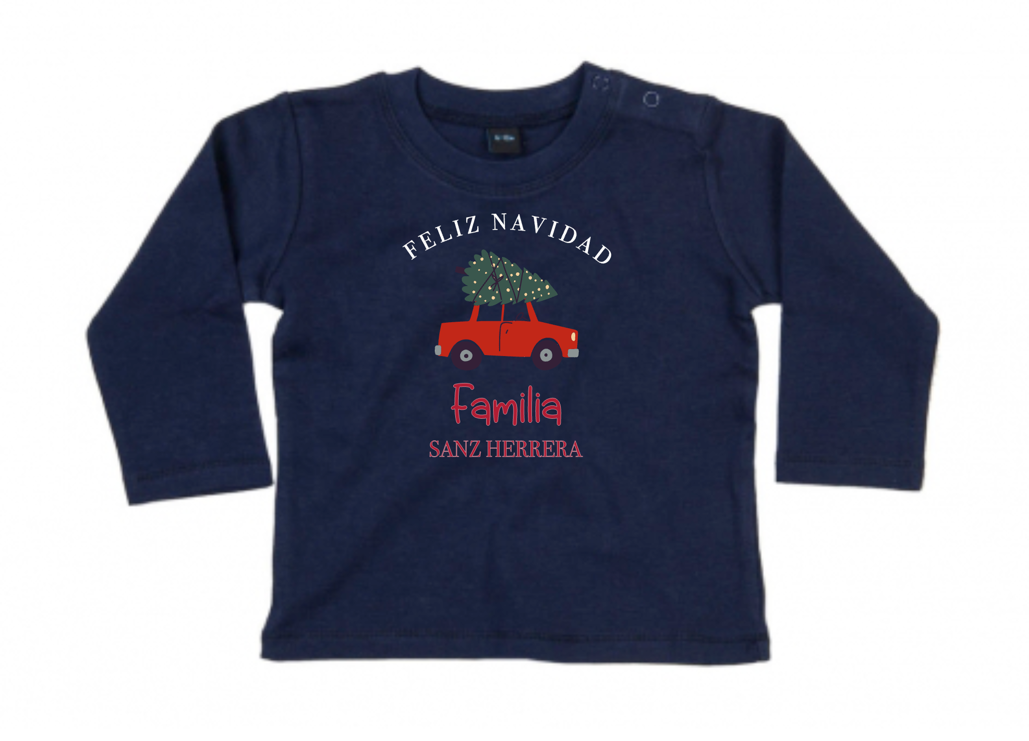 CAMISETA GORDITA BEBÉ M/L MI PRIMERA NAVIDAD COCHE