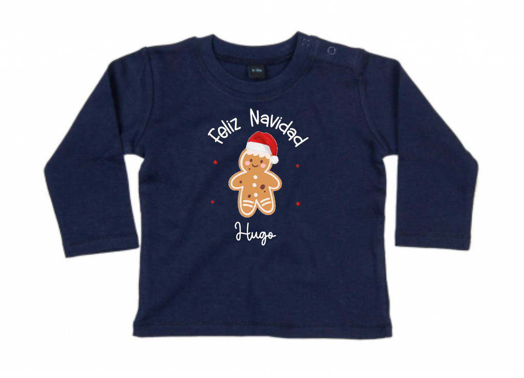 CAMISETA GORDITA BEBÉ M/L MI PRIMERA NAVIDAD GALLETA