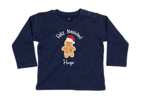 CAMISETA GORDITA BEBÉ M/L MI PRIMERA NAVIDAD GALLETA
