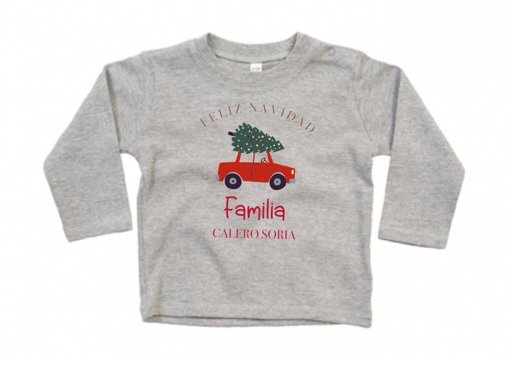 CAMISETA GORDITA BEBÉ M/L MI PRIMERA NAVIDAD COCHE