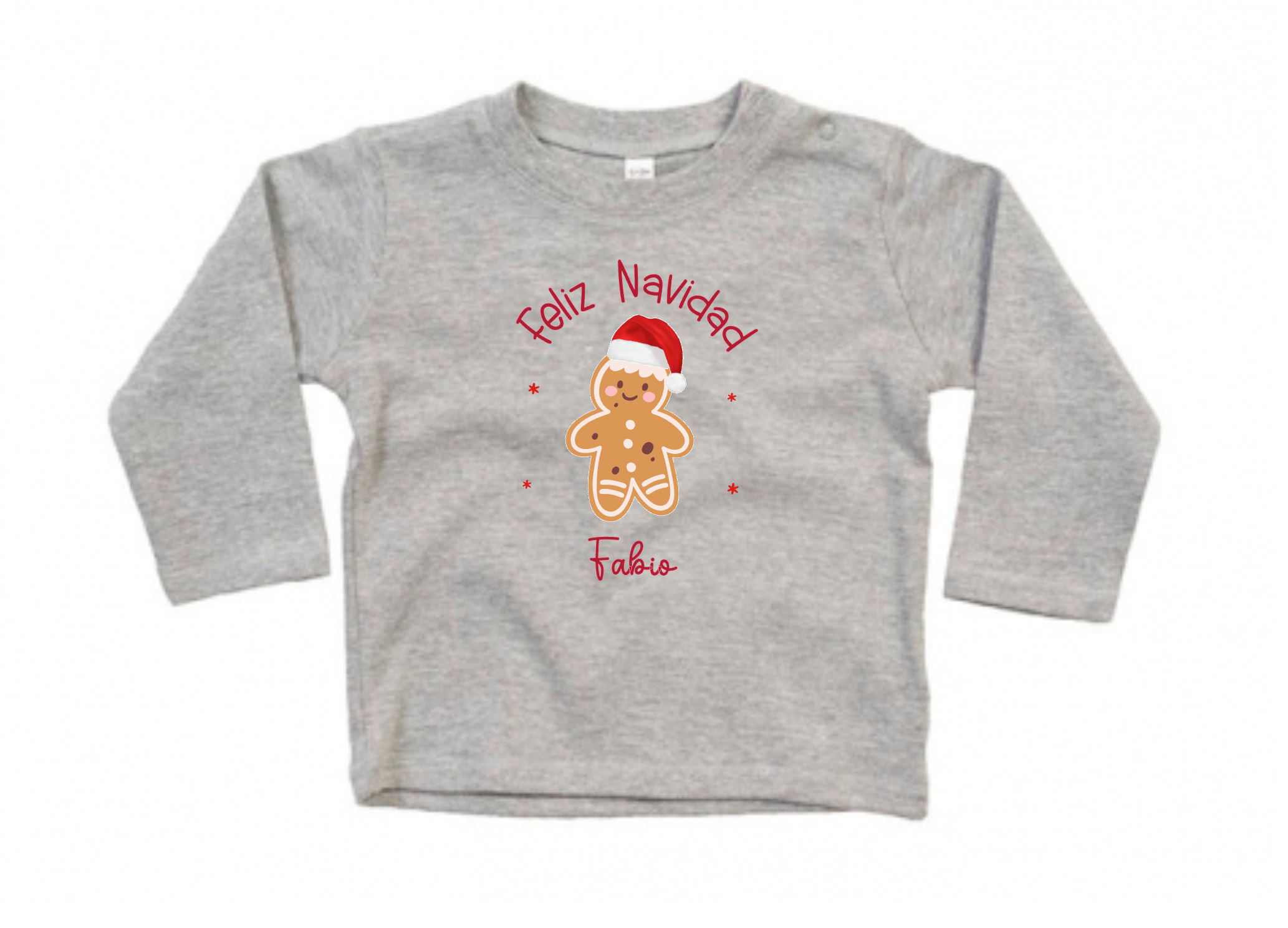 CAMISETA GORDITA BEBÉ M/L MI PRIMERA NAVIDAD GALLETA