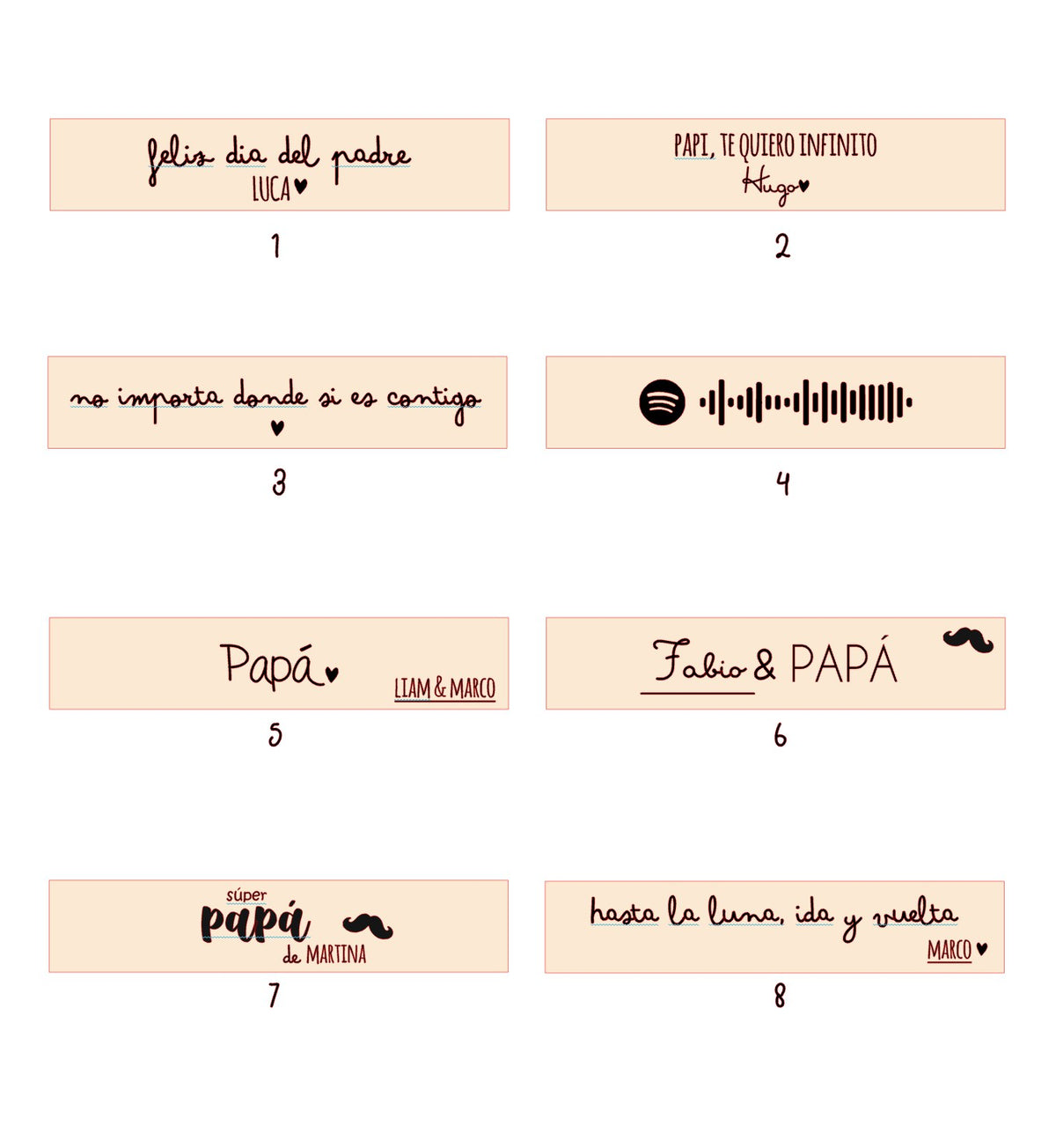 Guía de dedicatorias para el portafotos del pack polaroid de papá