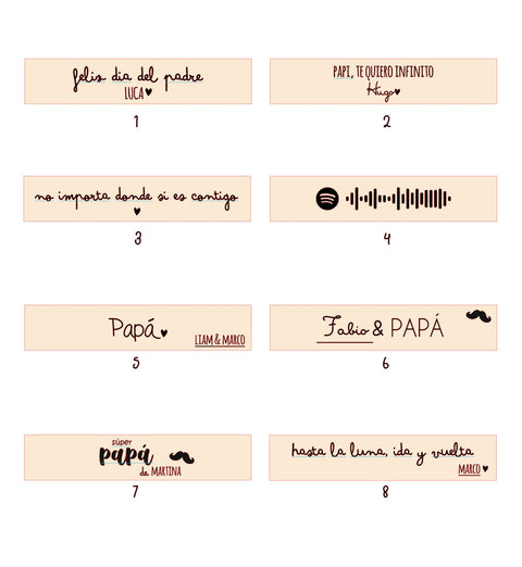 Guía de dedicatorias para el portafotos del pack polaroid de papá